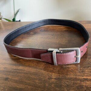 Children's Leather Black and Brown Belt Adjustable Waist with Silver Buckle